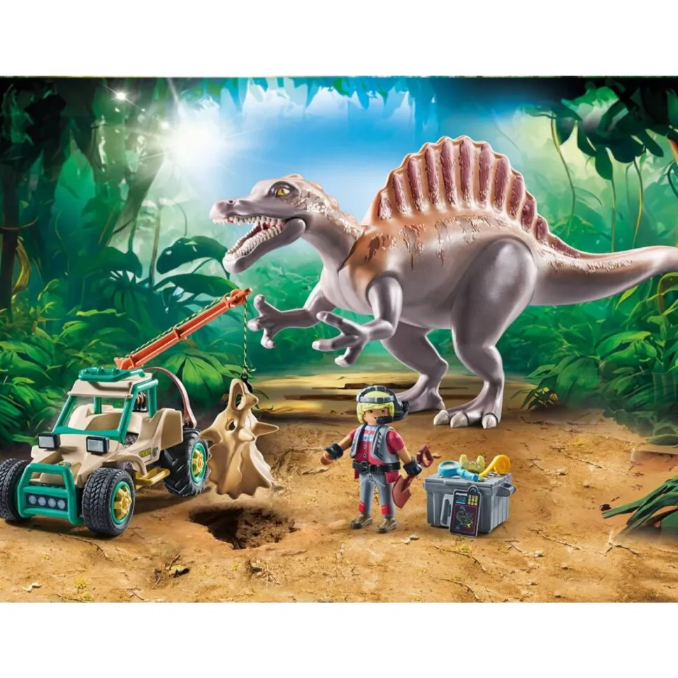 Spinosaure, chercheur et véhicule à grue Playmobil Dinos 71820