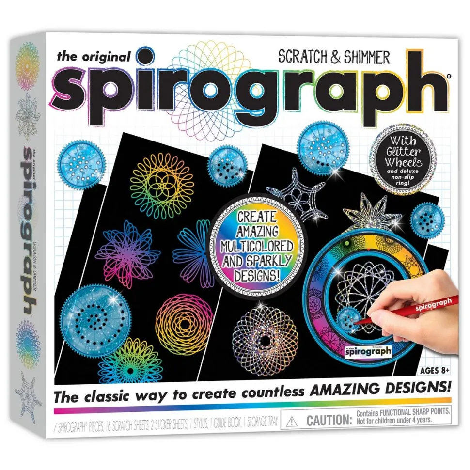 Spirograph multicolore et paillettes