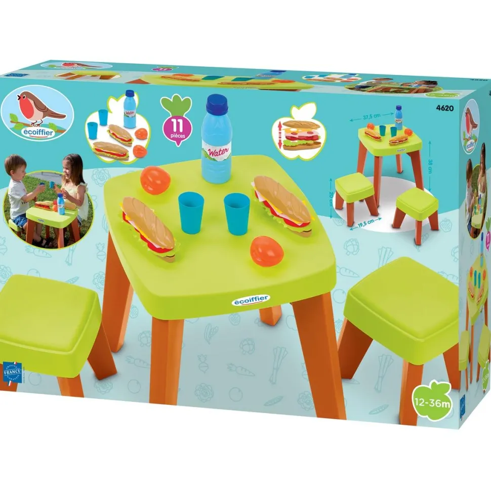 Table de pique-nique avec 2 tabourets