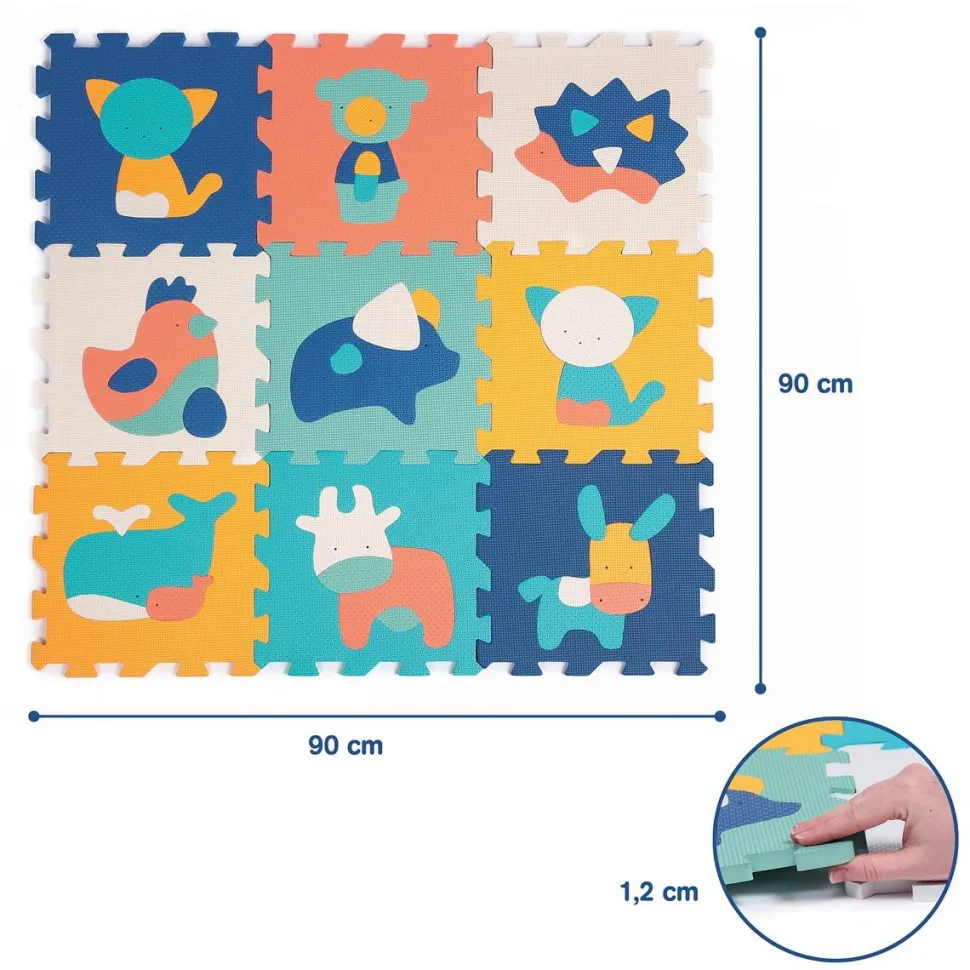 Tapis 9 dalles mousse Animaux