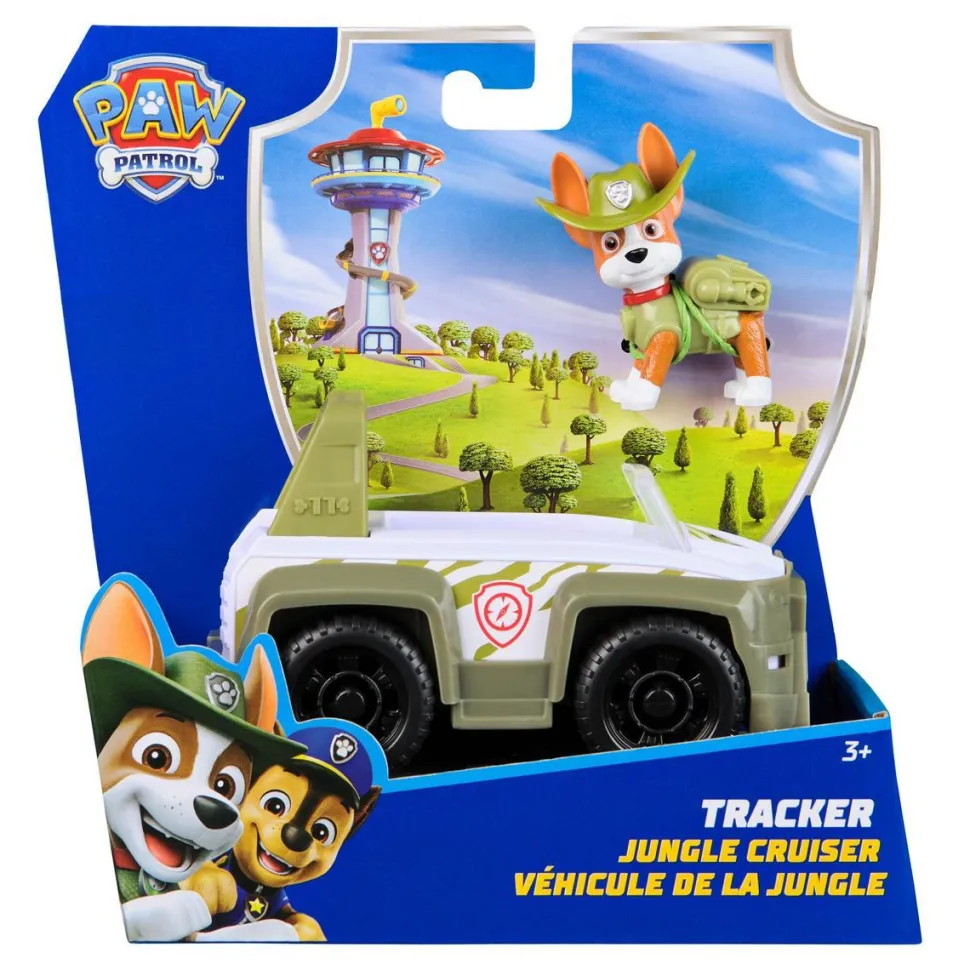 Véhicule 15 cm et figurine La Pat Patrouille : véhicule de la jungle Tracker