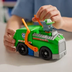 Véhicule 15 cm et figurine La Pat Patrouille : Camion de recyclage Rocky